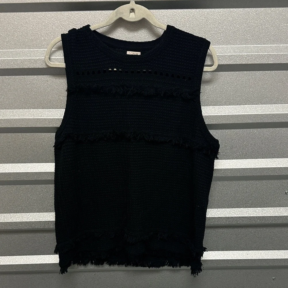 J. Crew Crochet Fringe‎ Sweater Tank Top Women XXL Office Contemporary Evening
